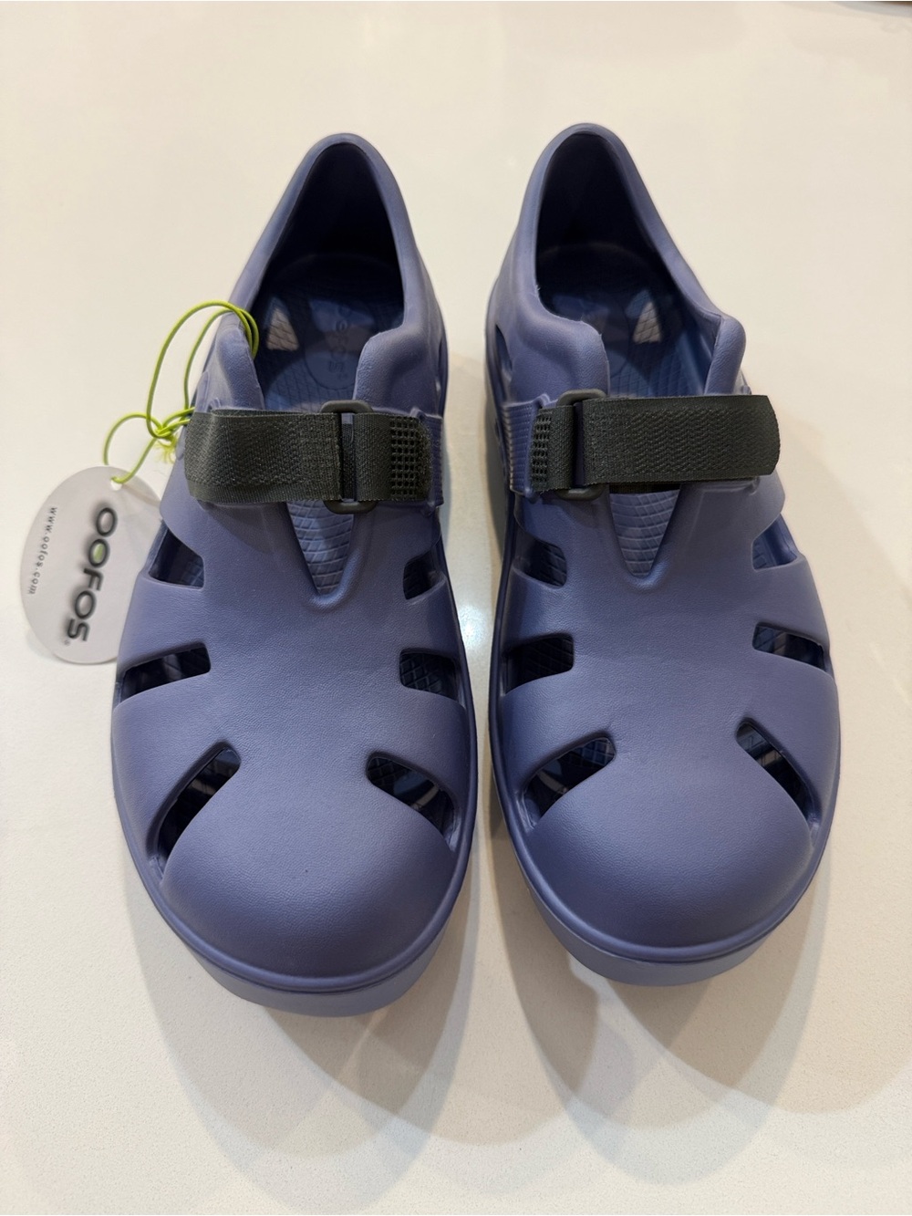 NWT OOFOS OOcandoo Recovery Sandals - Water Drop Blue - Unisex Size M8/ W10